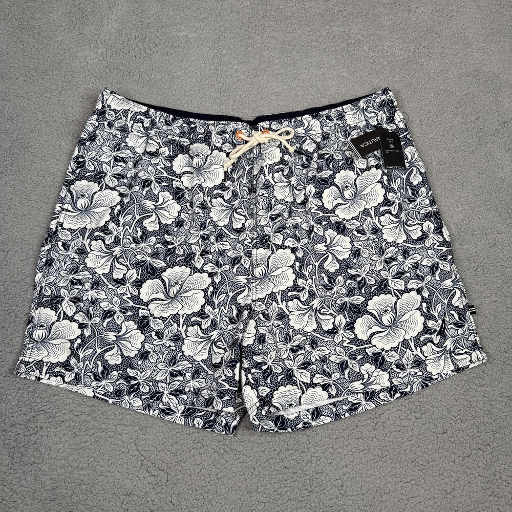 Nautica Swim Trunks‎ Mens XXL Navy Floral Print Mesh Lined Shorts Quick Dry NWT
